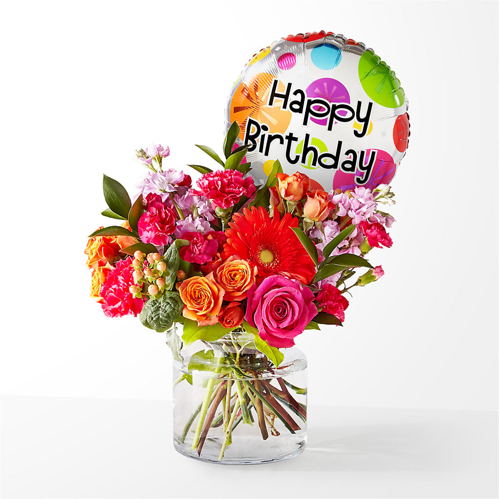 Fiesta Bouquet with Birthday Balloon – HYDE PARK FLORIST & GIFTS, Hyde Park NY