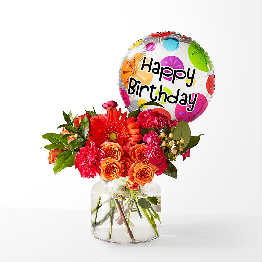 Fiesta Bouquet with Birthday Balloon – HYDE PARK FLORIST & GIFTS, Hyde Park NY