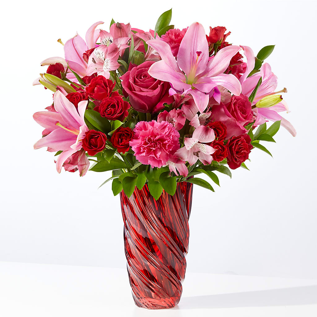 In Love Bouquet with Luxe Swirl Vase – HYDE PARK FLORIST & GIFTS, Hyde Park NY