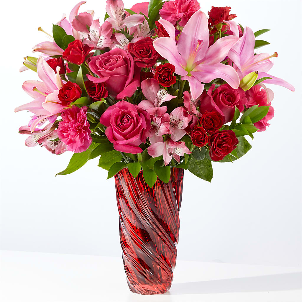In Love Bouquet with Luxe Swirl Vase – HYDE PARK FLORIST & GIFTS, Hyde Park NY