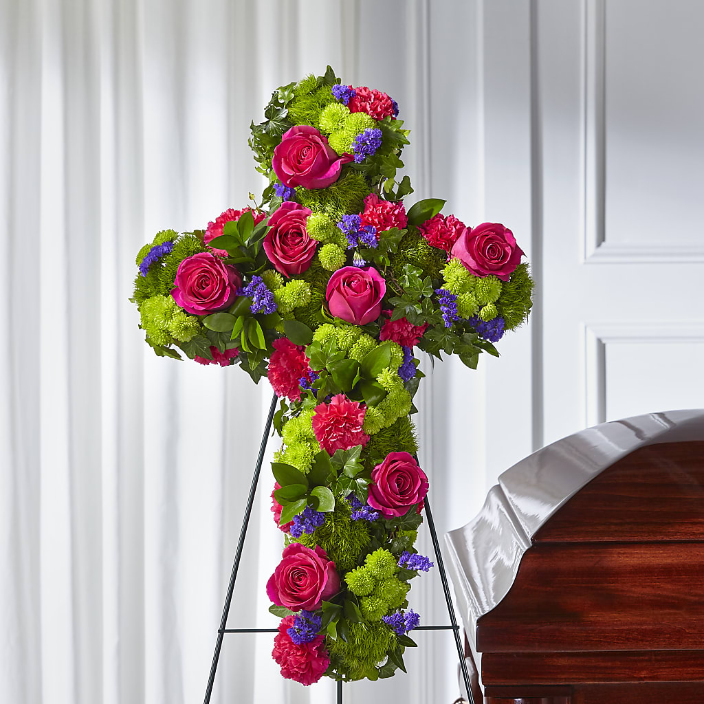 Tribute Rose Floral Cross – HYDE PARK FLORIST & GIFTS, Hyde Park NY