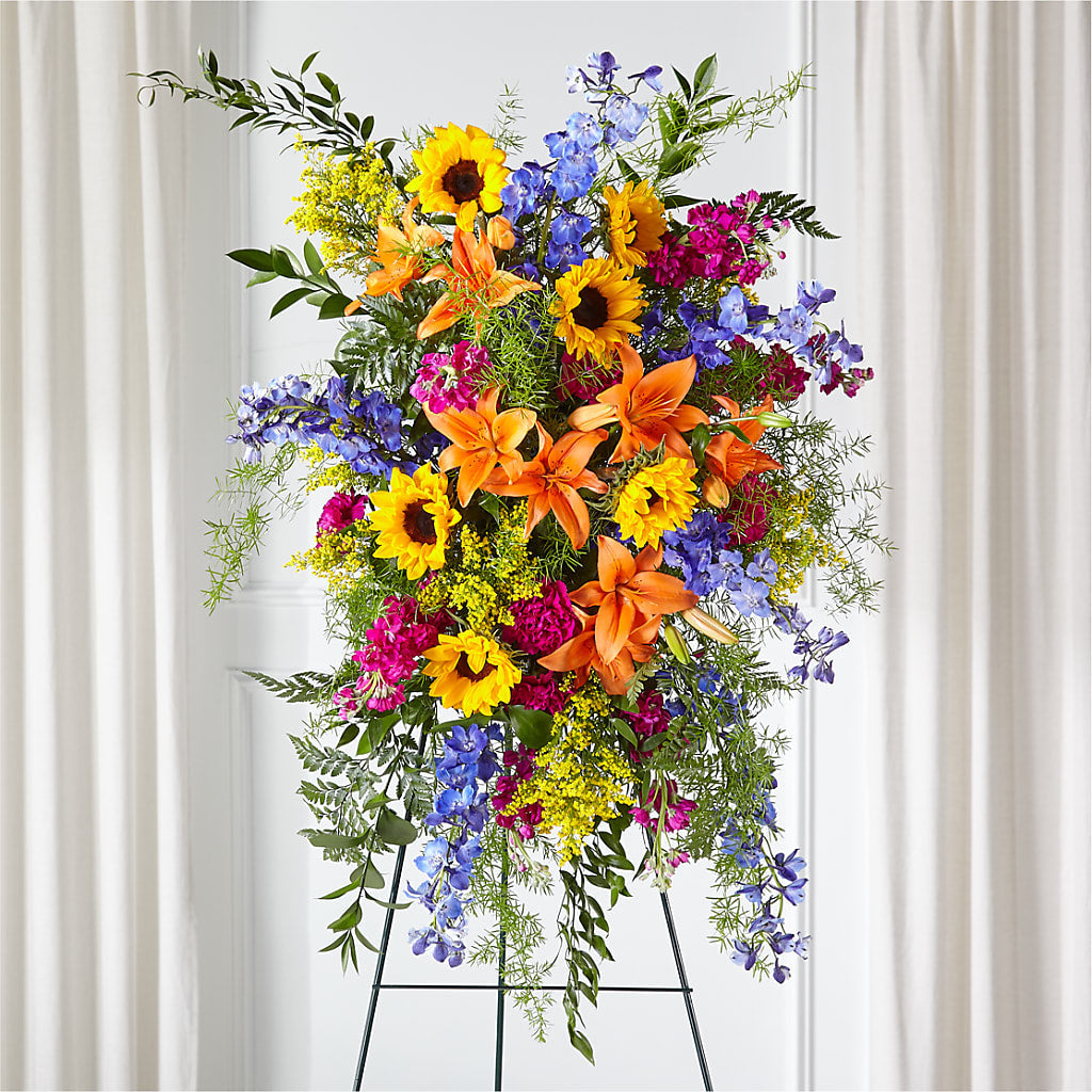 Sunlit Memories Standing Spray (Standard) – HYDE PARK FLORIST & GIFTS, Hyde Park NY