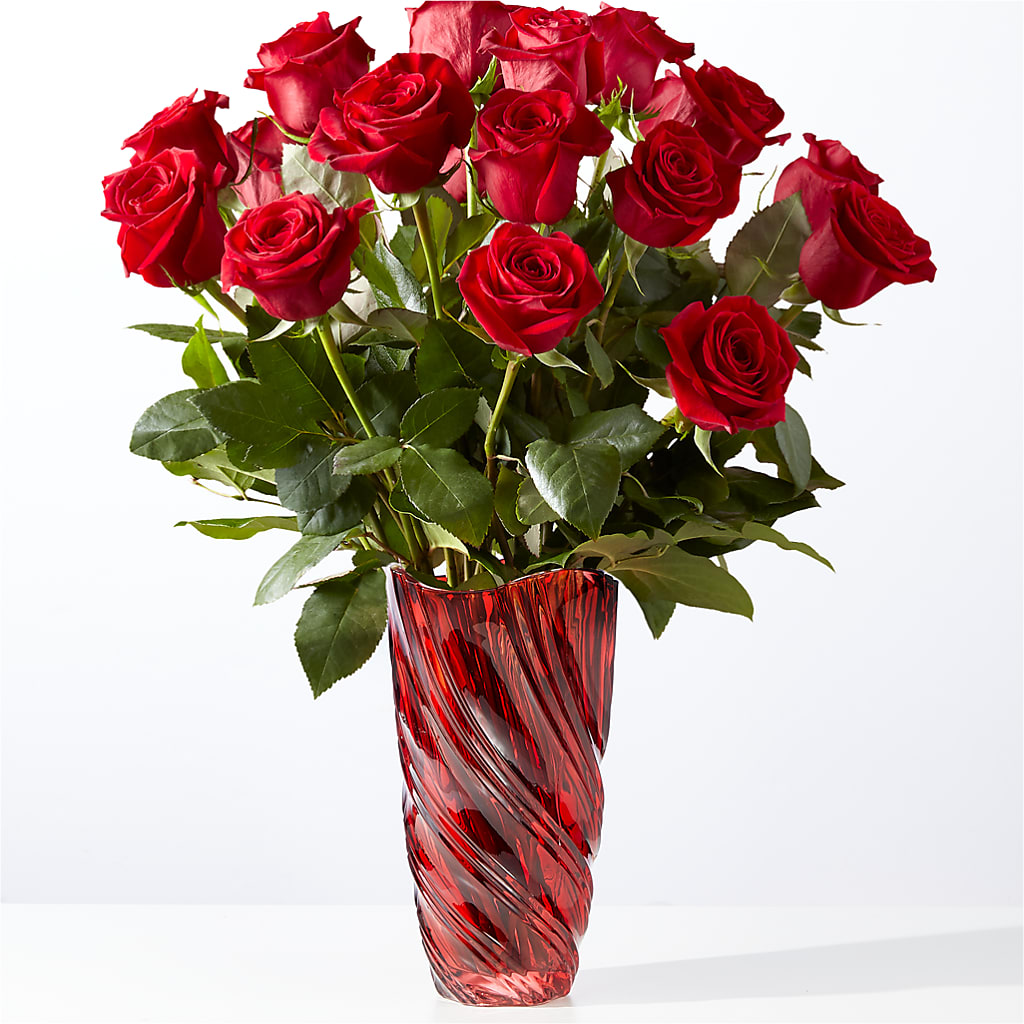 Classic Love Red Rose Bouquet with Luxe Swirl Vase – HYDE PARK FLORIST & GIFTS, Hyde Park NY
