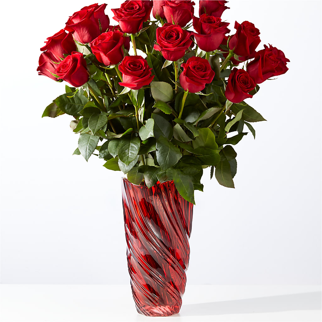 Classic Love Red Rose Bouquet with Luxe Swirl Vase – HYDE PARK FLORIST & GIFTS, Hyde Park NY