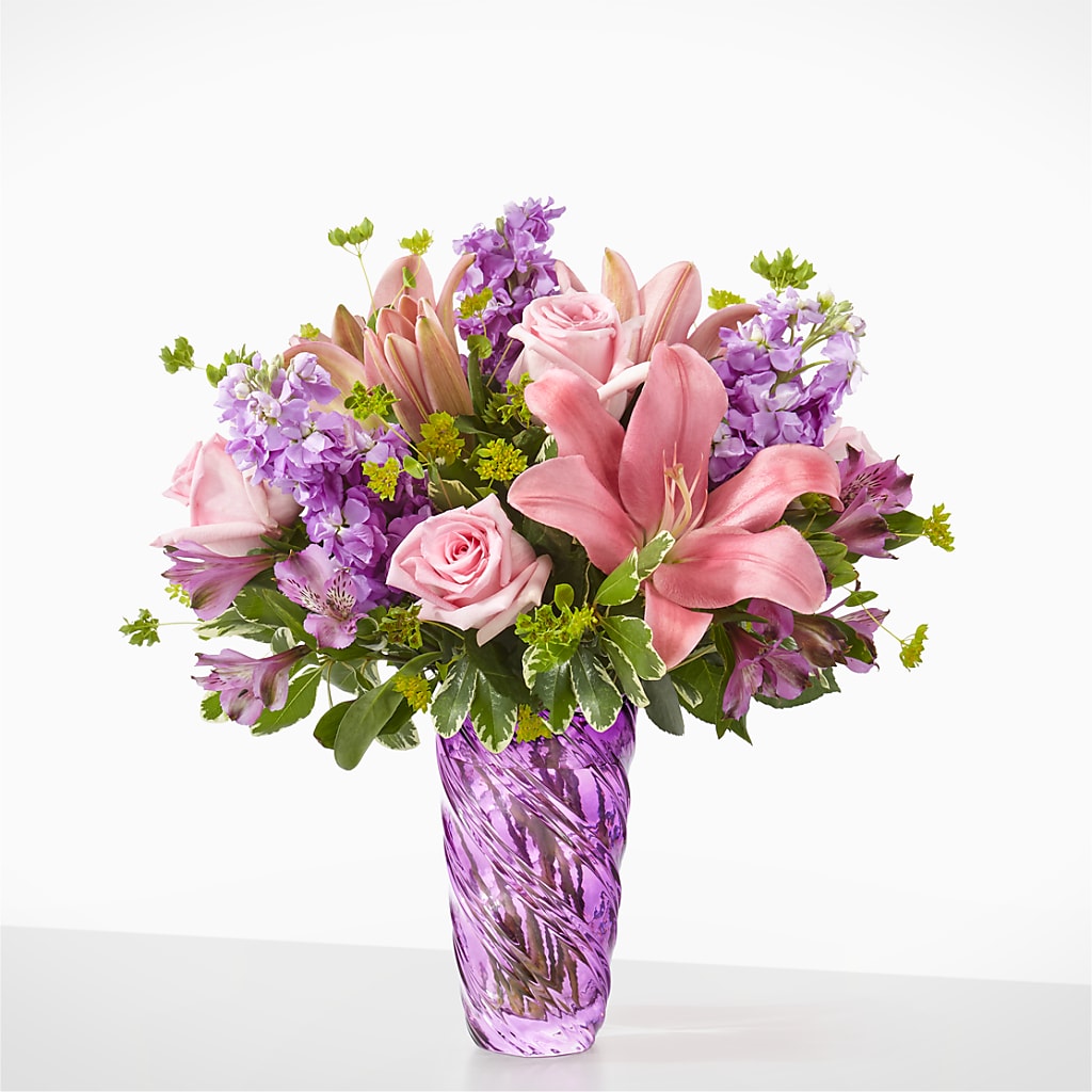Precious Petals Bouquet with Luxe Swirl Vase – HYDE PARK FLORIST & GIFTS, Hyde Park NY