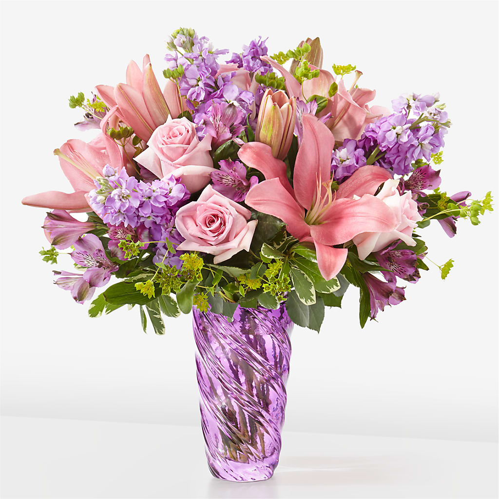 Precious Petals Bouquet with Luxe Swirl Vase – HYDE PARK FLORIST & GIFTS, Hyde Park NY