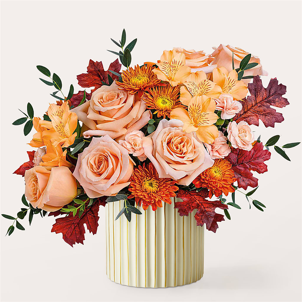 Spiced Latte Bouquet with Ivory Vase – HYDE PARK FLORIST & GIFTS, Hyde Park NY
