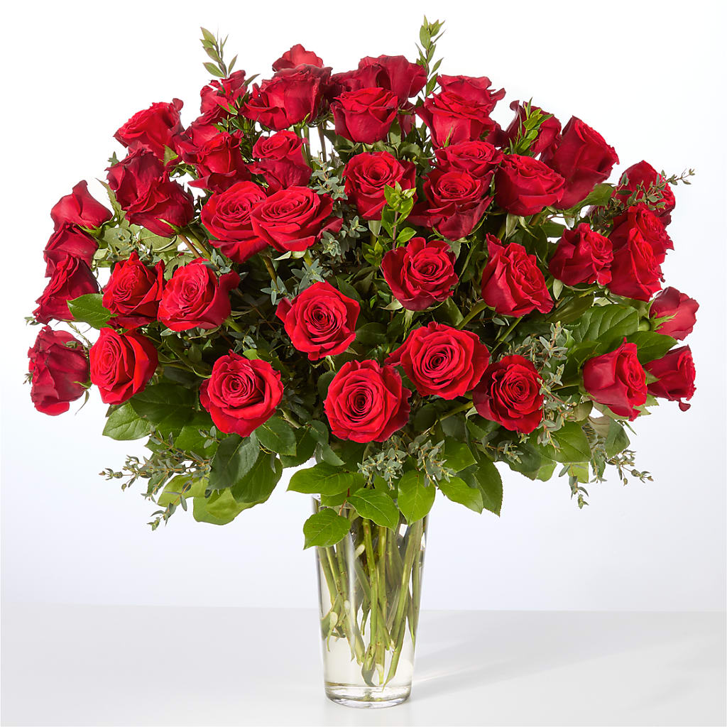 Forever Yours Fifty Stem Red Rose Bouquet – HYDE PARK FLORIST & GIFTS, Hyde Park NY