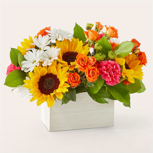 Sun-drenched Blooms Box Bouquet – HYDE PARK FLORIST & GIFTS, Hyde Park NY