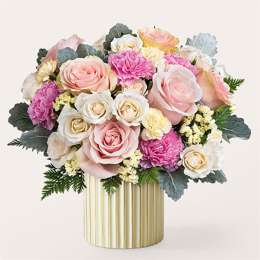 Blissful Moments Bouquet with Ivory Vase – HYDE PARK FLORIST & GIFTS, Hyde Park NY