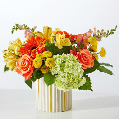 Autumn Sunshine Bouquet with Ivory Vase – HYDE PARK FLORIST & GIFTS, Hyde Park NY