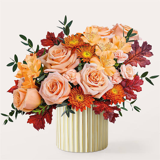 Spiced Latte Bouquet with Ivory Vase – HYDE PARK FLORIST & GIFTS, Hyde Park NY